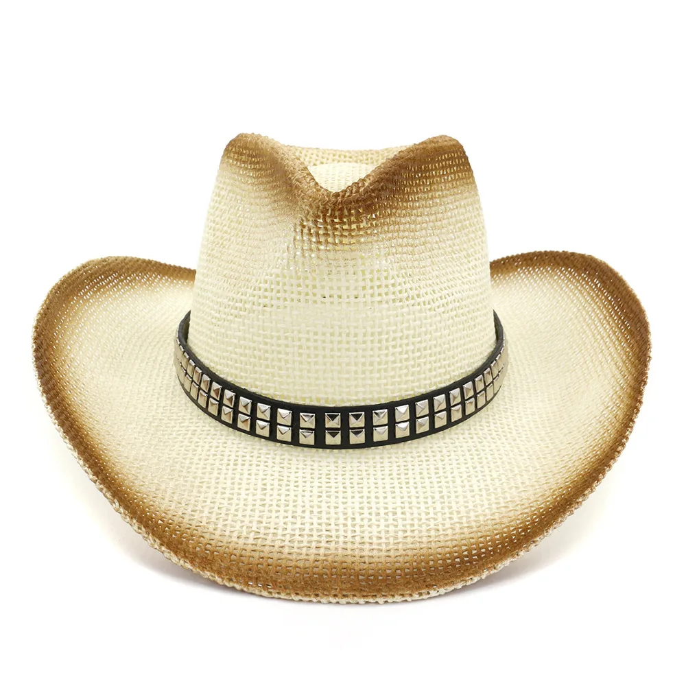 

Соломенная ковбойская шляпа с металлическим покрытием Hatband, формируемые кепки Cowgirl Jazz для папы, летние западные сомбреро для отпуска
