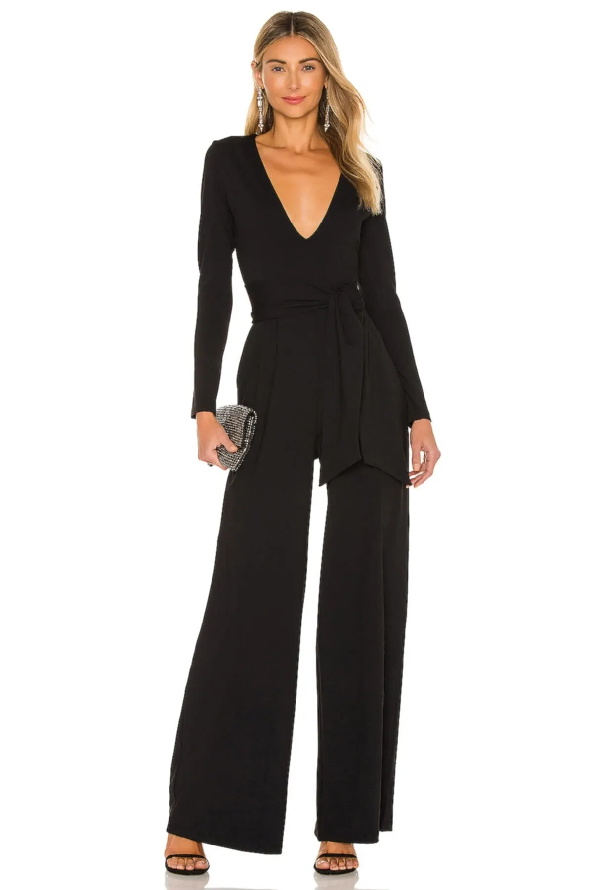 Women's Overalls Black V-Neck Silk Jersey Jumpsuit Hot Style Quality Fabric Sleeveless Baggy Trousers Casual Jumpsuit
Women's Overalls Black V-Neck Silk Jersey Jumpsuit Hot Style Quality Fabric Sleeveless Baggy Trousers Casual Jumpsuit