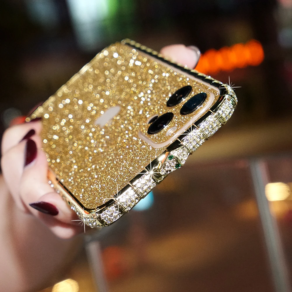 New Diamond Metal Bumper+Glitter Film For iPhone 13 14 15 12 11 Pro Max XS Max XR X Xsmax Plus Drill Case Cover Border
New Diamond Metal Bumper+Glitter Film For iPhone 13 14 15 12 11 Pro Max XS Max XR X Xsmax Plus Drill Case Cover Border