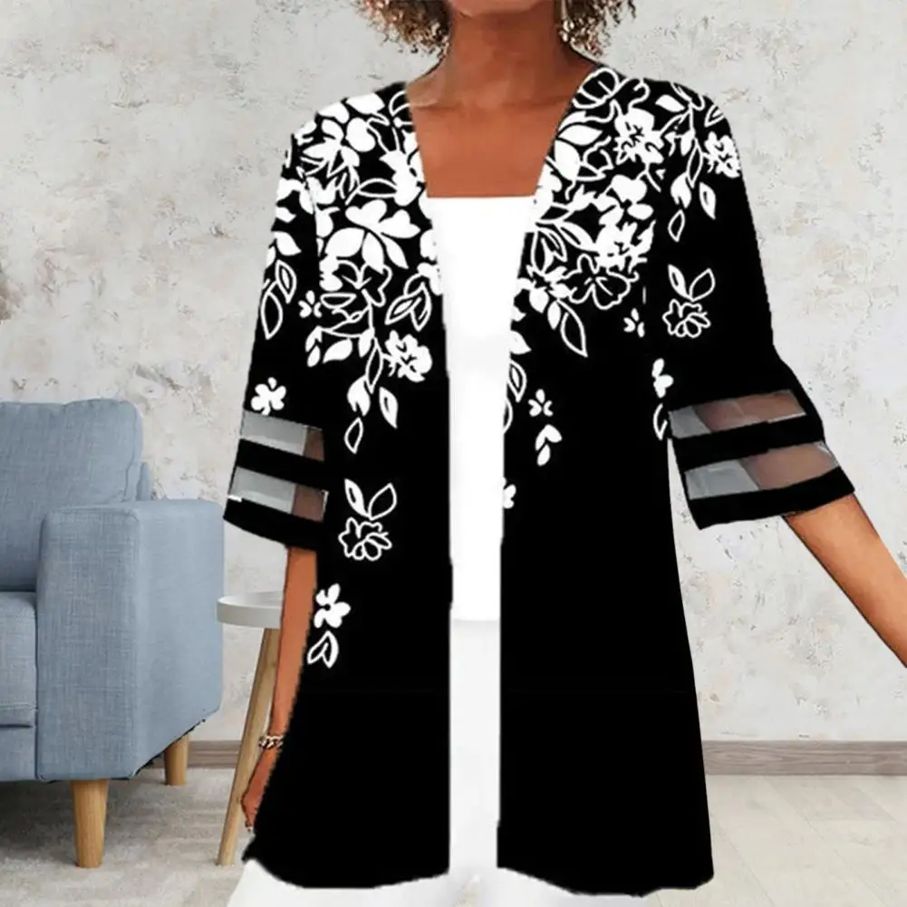 Women Coat Flower Print Half Sleeves Cardigan Vintage Loose Open Stitch Cardigan Mesh Patchwork Mid Length Casual Jacket
Women Coat Flower Print Half Sleeves Cardigan Vintage Loose Open Stitch Cardigan Mesh Patchwork Mid Length Casual Jacket