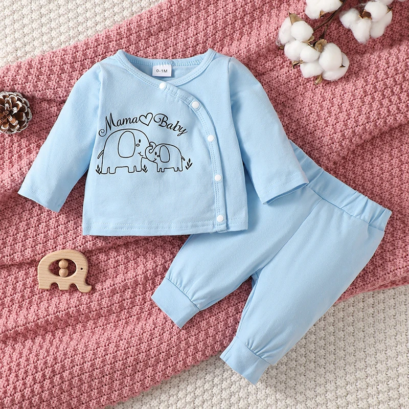 Baby 2 Piece Cute Outfit Elephant Print Long Sleeve Button Top and Elastic Pants Set for Newborn Infant Fall Clothes
Baby 2 Piece Cute Outfit Elephant Print Long Sleeve Button Top and Elastic Pants Set for Newborn Infant Fall Clothes