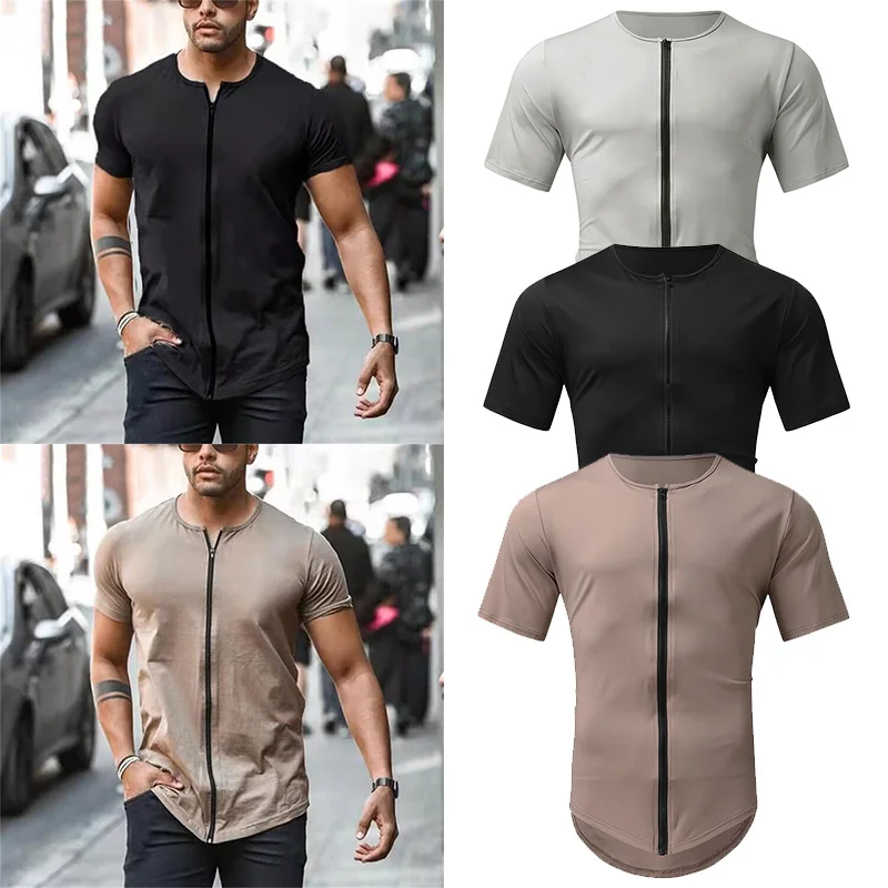 T Shirt Men Zipper Short Sleeve Tshirts Summer Fashion Mens Clothing Streetwear Casual Slim Fit Round Neck T-shirt Tops 2022
T Shirt Men Zipper Short Sleeve Tshirts Summer Fashion Mens Clothing Streetwear Casual Slim Fit Round Neck T-shirt Tops 2022
