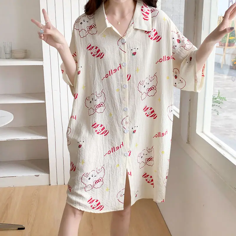 1 Cute nightgown female summer leisure big yards dress with short sleeves bubble cotton pajamas sleep long the shirt dress
1 Cute nightgown female summer leisure big yards dress with short sleeves bubble cotton pajamas sleep long the shirt dress