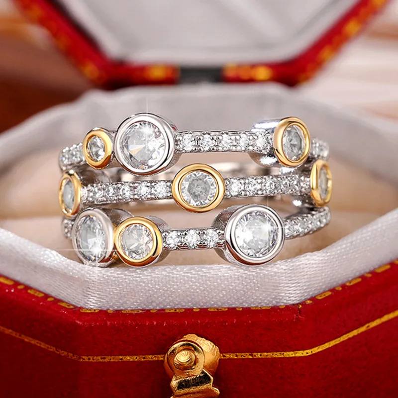 2023 New Double Color Three Thread Ring Women's Full Shop Sparkling Women's Wedding Diamond Ring Fashion Jewelry Headpiece
2023 New Double Color Three Thread Ring Women's Full Shop Sparkling Women's Wedding Diamond Ring Fashion Jewelry Headpiece