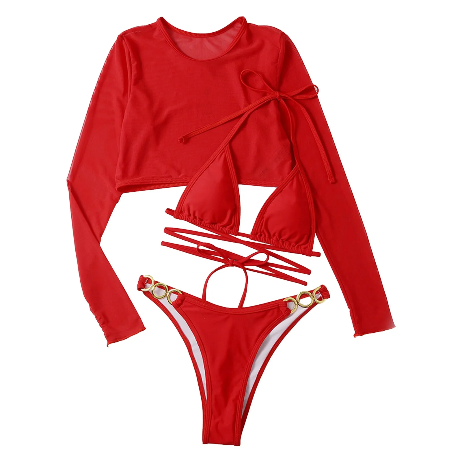 Женский костюм с юбкой, купальник из 3 предметов, купальный костюм с длинным рукавом, с высокой талией и запахом на животе, сексуальный купал... 
Женский костюм с юбкой, купальник из 3 предметов, купальный костюм с длинным рукавом, с высокой талией и запахом на животе, сексуальный купал...