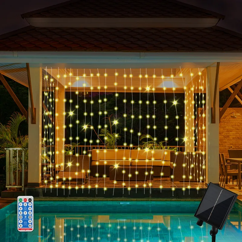 Solar Garden Lamp Outdoor Waterproof Solar Curtain Lights Garland Fairy String Lights Wedding Party Holiday Christmas Decoration
Solar Garden Lamp Outdoor Waterproof Solar Curtain Lights Garland Fairy String Lights Wedding Party Holiday Christmas Decoration
