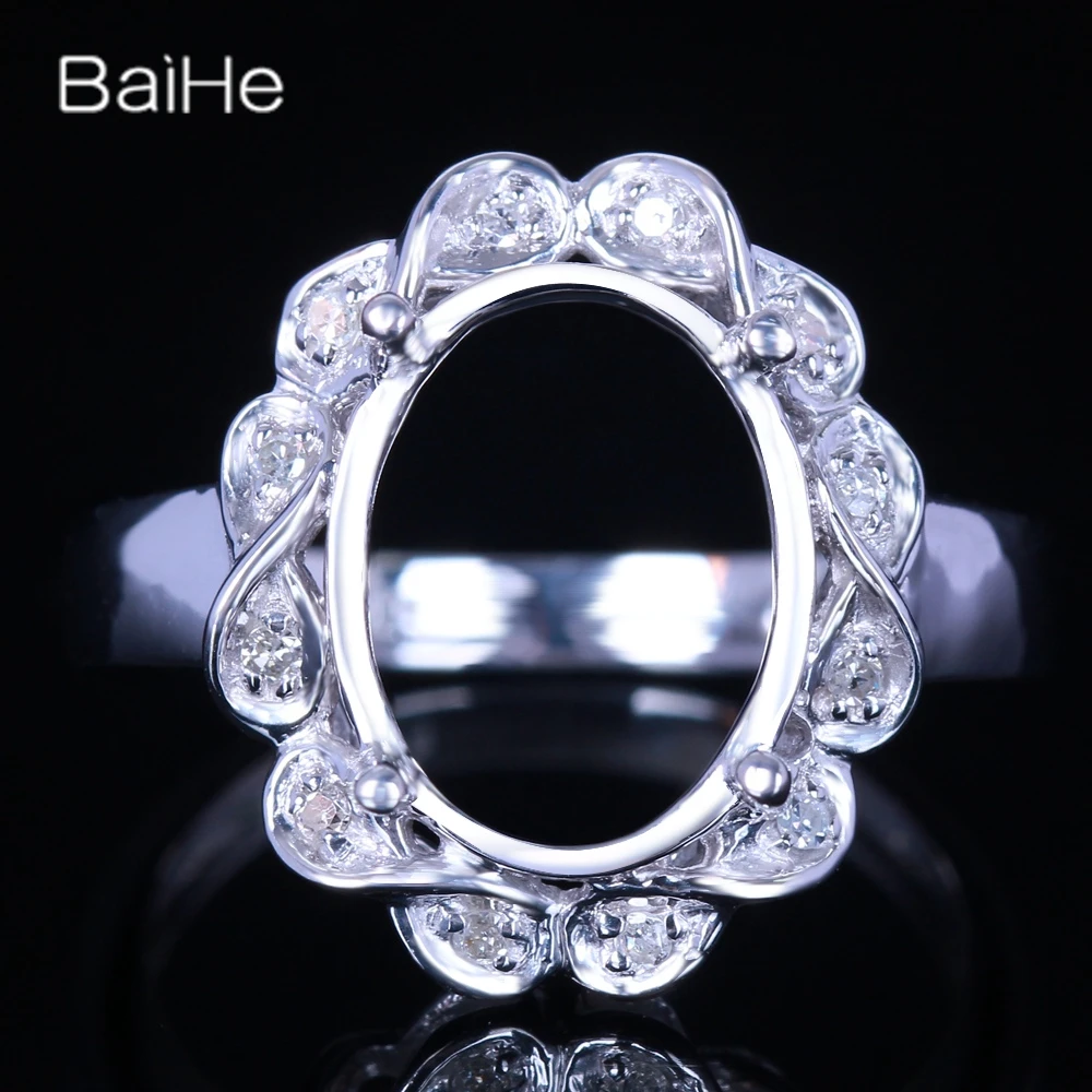 

BAIHE однотонное 14K белое золото овальное обручальное женское милое/романтическое изящное элегантное уникальное полукрепление кольцо