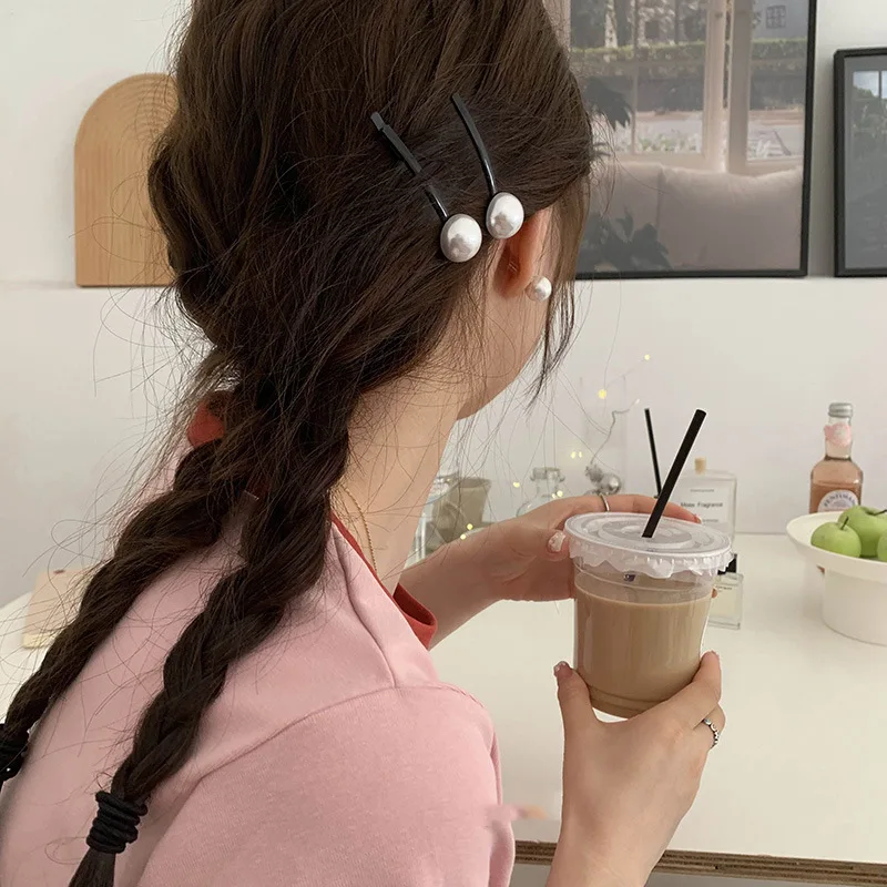Нежная жемчужная Золотая Пряжка заколка для волос в форме планки зажим женского