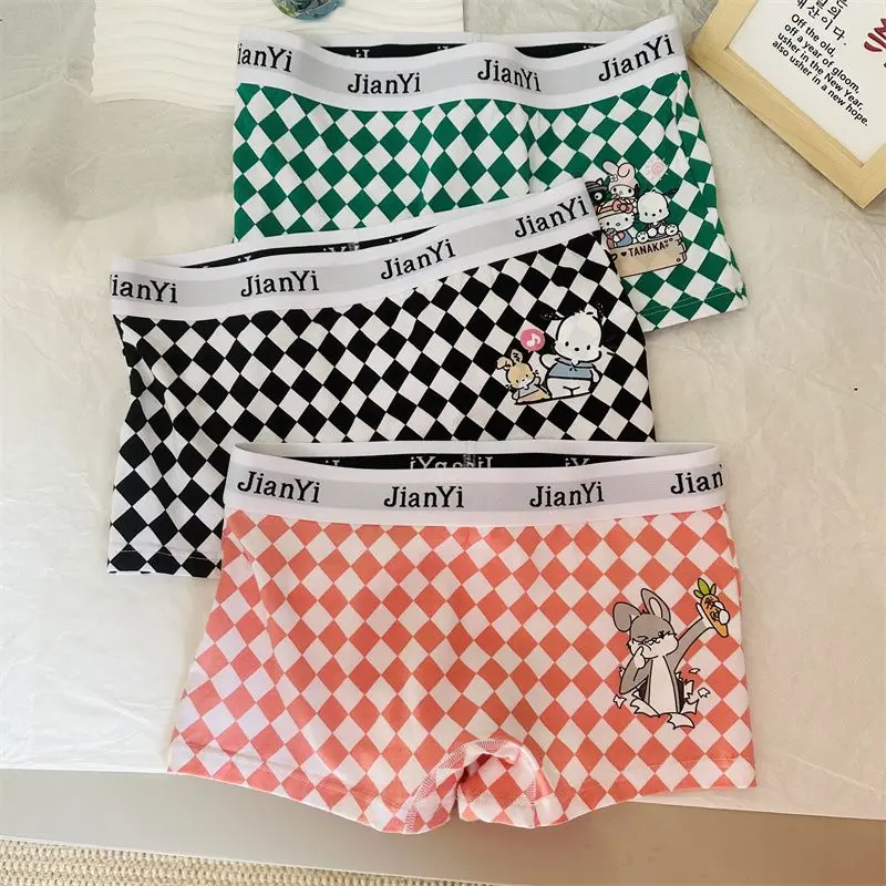 Sanrio Cartoon Pochacco Boxer Briefs Pure Cotton Cute Checkerboard Boxer Combination Three-Pack Mid-Waist Sports Shorts Girls
Sanrio Cartoon Pochacco Boxer Briefs Pure Cotton Cute Checkerboard Boxer Combination Three-Pack Mid-Waist Sports Shorts Girls