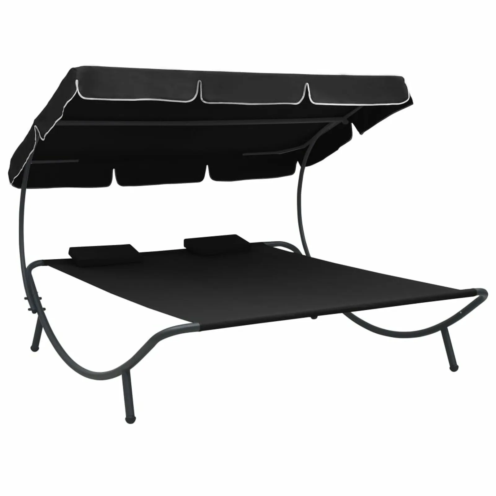 Outdoor Lounge Bed with Canopy and Pillows Black
Outdoor Lounge Bed with Canopy and Pillows Black