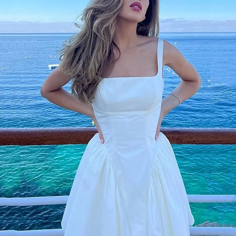 EVERBELE Woman Dress Summer Sexy Pleated Fashion Sleeveless Sling Solid Color Short Holiday Backless Bow Belt For Evening Party
EVERBELE Woman Dress Summer Sexy Pleated Fashion Sleeveless Sling Solid Color Short Holiday Backless Bow Belt For Evening Party