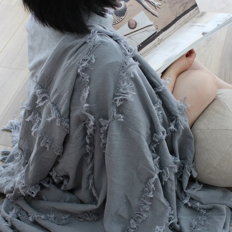 Nordic Solid Color Blanket Ins Striped Cut Flower Thin Cotton Sofa Air Conditioning Blanket Home Lunch Leisure Blanket Shawl 
Nordic Solid Color Blanket Ins Striped Cut Flower Thin Cotton Sofa Air Conditioning Blanket Home Lunch Leisure Blanket Shawl