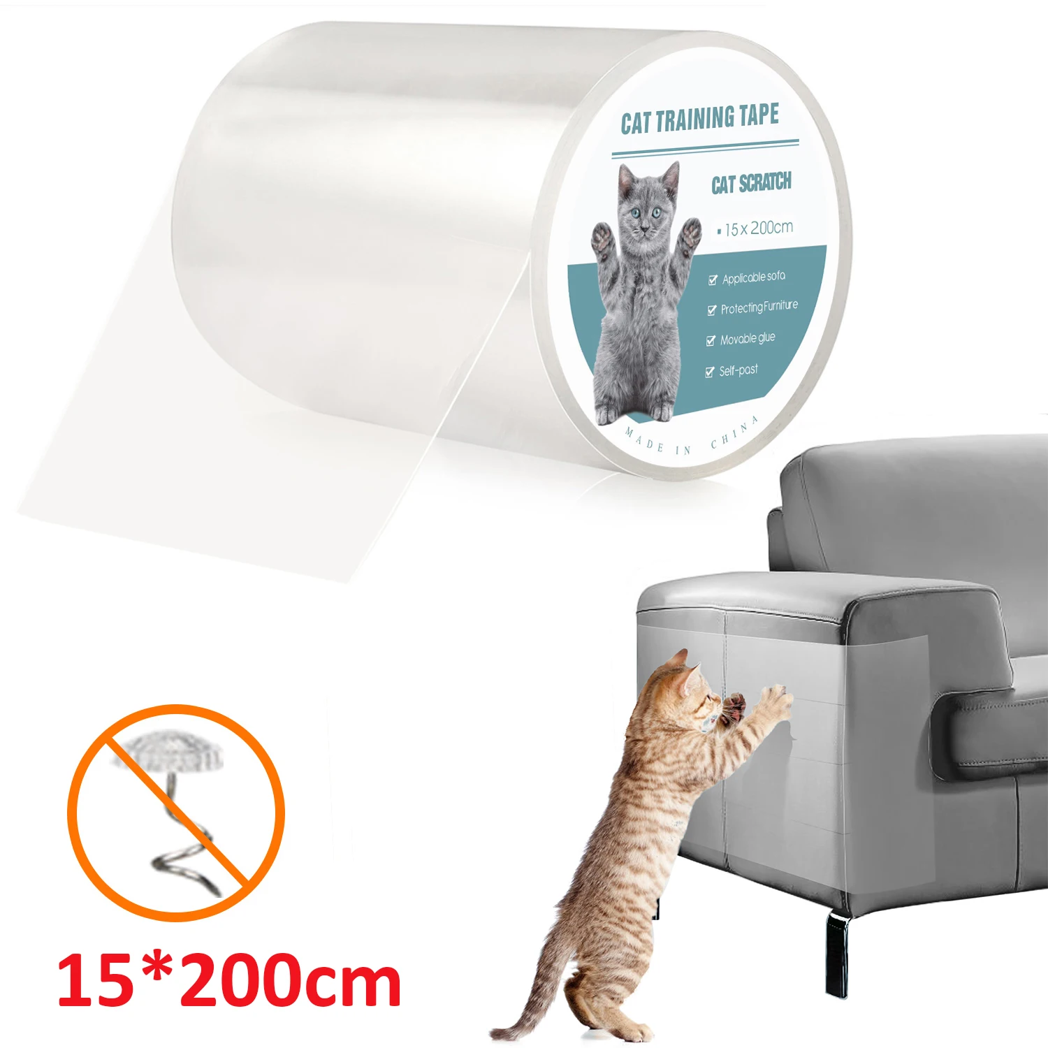 

15*200cm Furniture Guard Cat Scratch Protector Transparent Anti-Scratch Tape Roll Cat Scratch Prevention Clear Sticker For Sofa