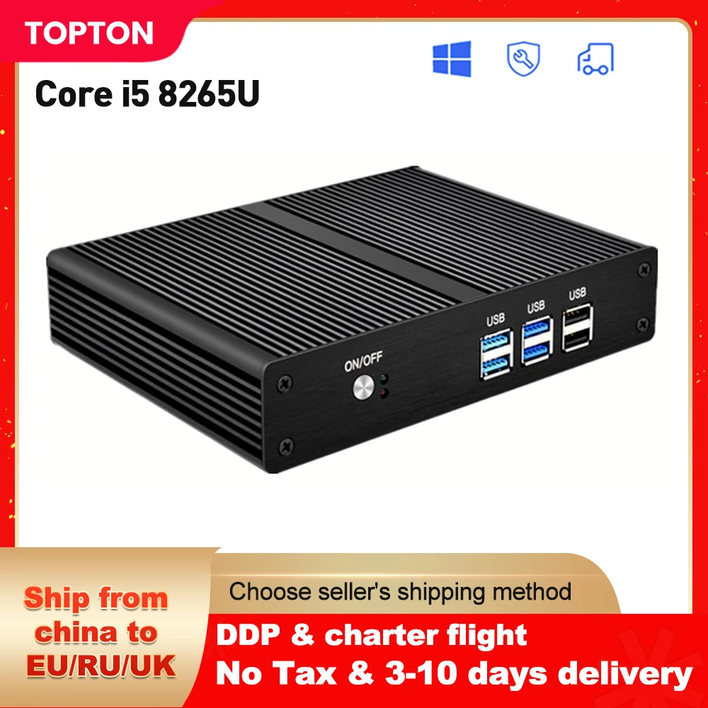 Мини-ПК Topton без вентилятора, двухдиапазонный Wi-Fi Gigabit Ethernet VGA HDMI дисплей, Intel Core i5 8265U i3 8145U, Windows 10 Linux HTPC
Мини-ПК Topton без вентилятора, двухдиапазонный Wi-Fi Gigabit Ethernet VGA HDMI дисплей, Intel Core i5 8265U i3 8145U, Windows 10 Linux HTPC