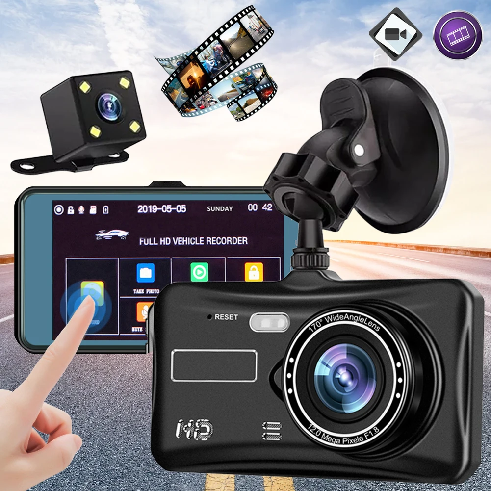 Car Dash Cam 1080P Front and Rear Camera DVR Car Driving Recorder 4" Touch Screen Night Vision Loop Recording Car Camera
Car Dash Cam 1080P Front and Rear Camera DVR Car Driving Recorder 4" Touch Screen Night Vision Loop Recording Car Camera