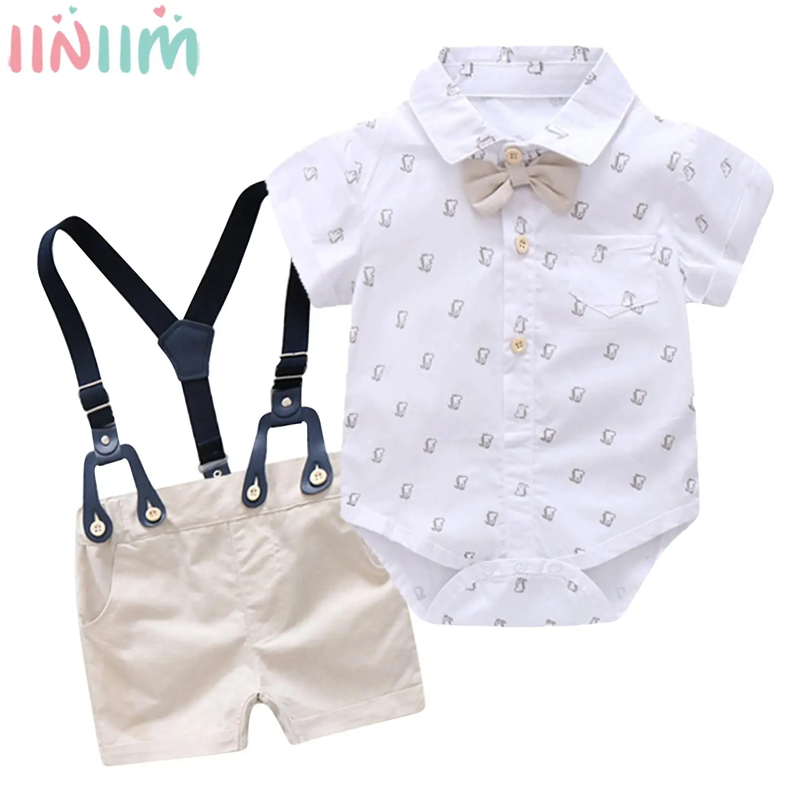Baby Boys College Style Gentleman Outfit Christening Costume Short Sleeve Bow Rompers with Suspender Shorts for Wedding Birthday
Baby Boys College Style Gentleman Outfit Christening Costume Short Sleeve Bow Rompers with Suspender Shorts for Wedding Birthday