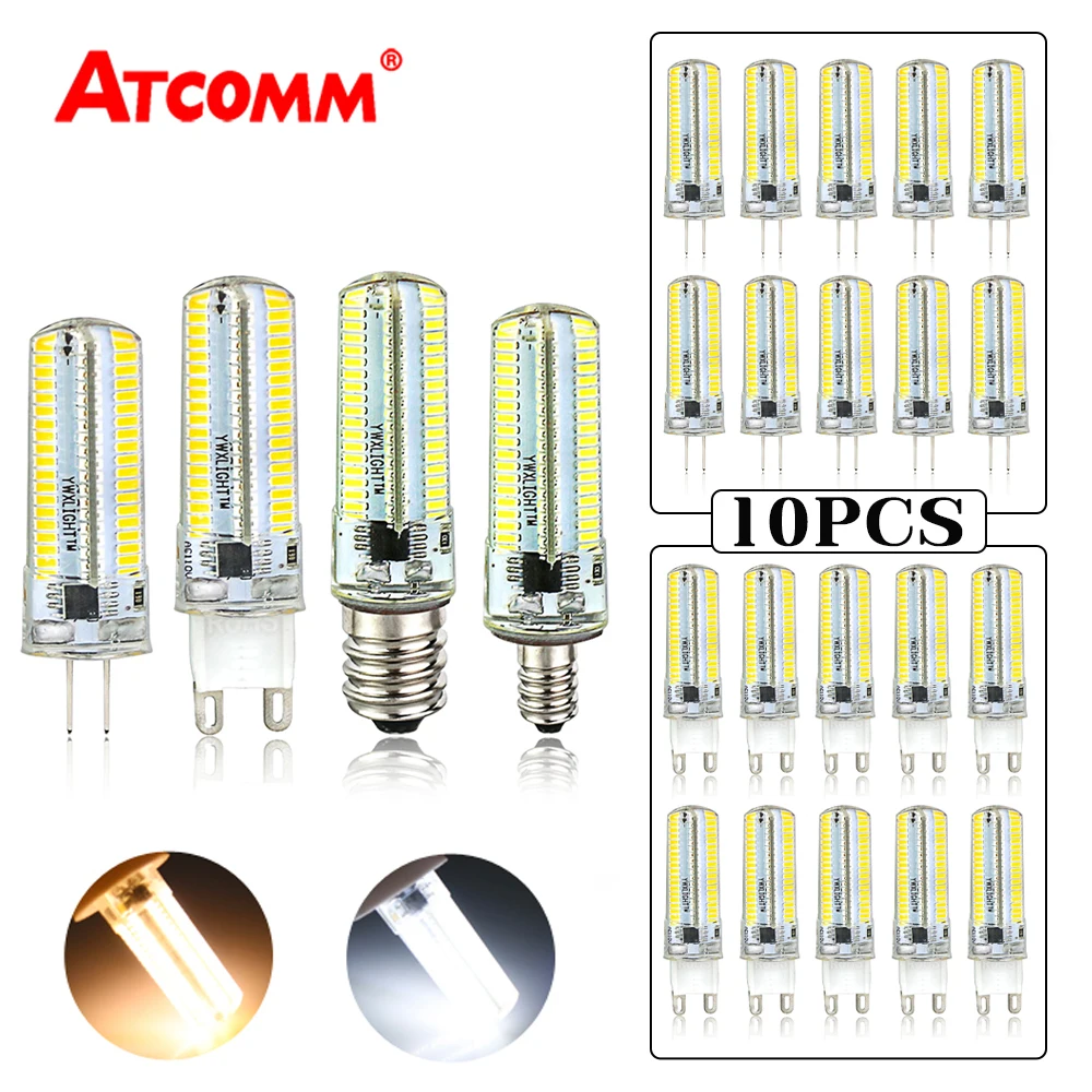 

10Pcs 152 LEDs G4 G8 G9 E11 E12 E14 E17 LED Light Bulb Dimmable Silicone Mini Chandelier Corn Lamp Replace Halogen lamps SMD3014