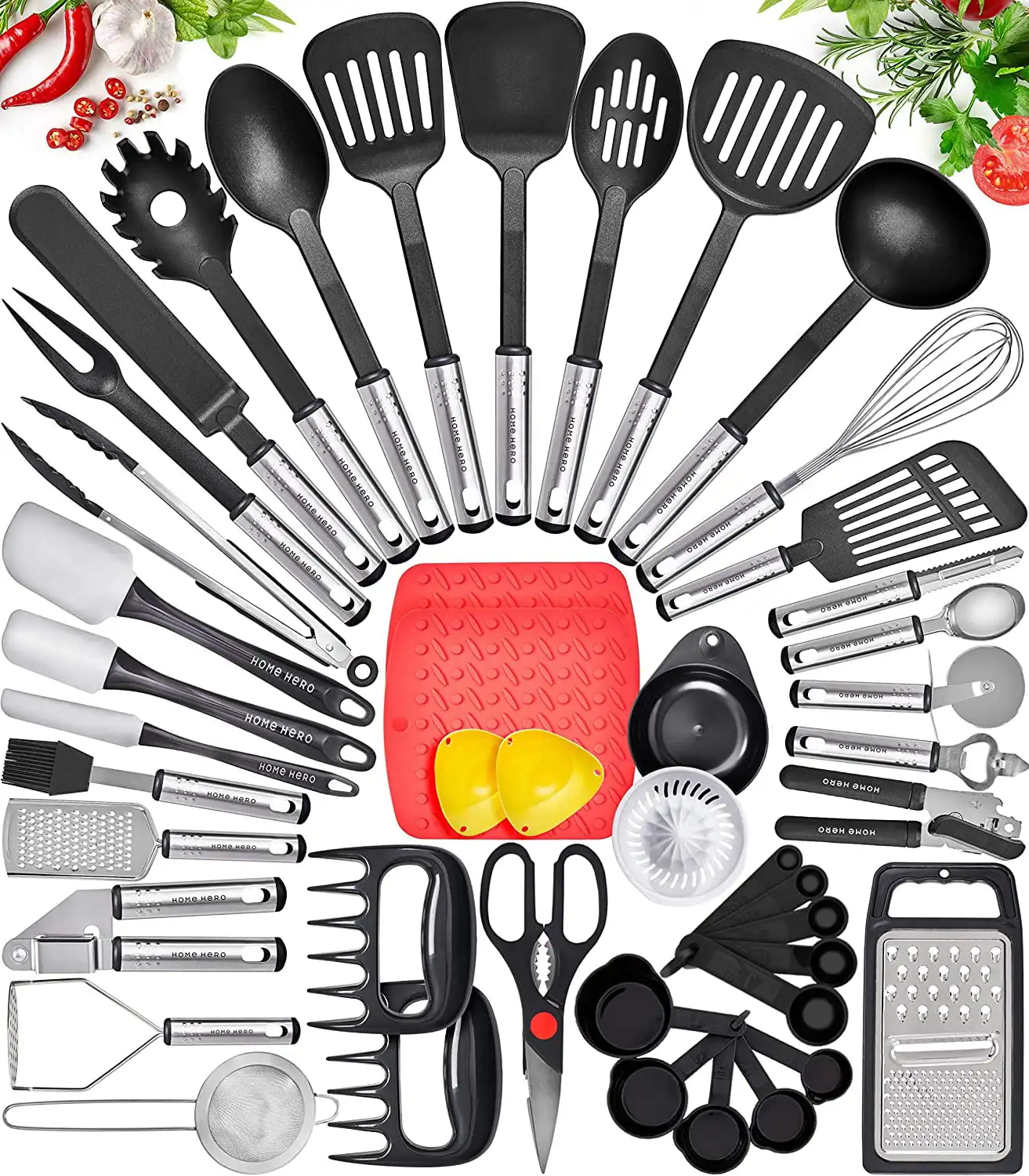 Home Hero Kitchen Utensil Set Cooking Utensils Set - Nylon Kitchen Utensils Set Kitchen Tool Set 44 Pcs
Home Hero Kitchen Utensil Set Cooking Utensils Set - Nylon Kitchen Utensils Set Kitchen Tool Set 44 Pcs