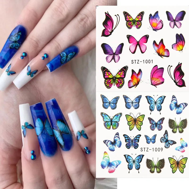 Fashion Nail Butterfly Stickers Watercolor Decals Blue Flowers Sliders Wraps Manicure Summer Nail Art Decorations Nail Set 
Fashion Nail Butterfly Stickers Watercolor Decals Blue Flowers Sliders Wraps Manicure Summer Nail Art Decorations Nail Set