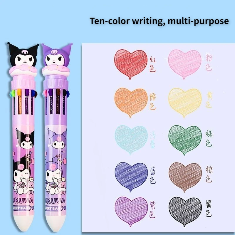 Anime Kuromi Ten-color Ballpoint Pen Sanrio Cartoon Creative Cute Press Students Multi-color Pen Prize Gift Stationery Wholesale
Anime Kuromi Ten-color Ballpoint Pen Sanrio Cartoon Creative Cute Press Students Multi-color Pen Prize Gift Stationery Wholesale