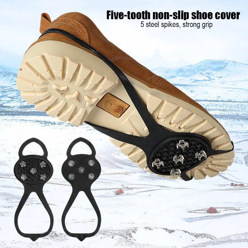 Five-Tooth Outdoor Crampons Non-Slip Anti-Fall Crampons for Ski Mountaineering Shoe Cover Chain Outdoor Camping Climbing Tools 
Five-Tooth Outdoor Crampons Non-Slip Anti-Fall Crampons for Ski Mountaineering Shoe Cover Chain Outdoor Camping Climbing Tools