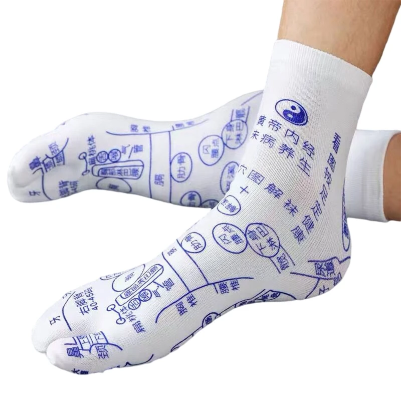 Women Men Acupressure Reflexology Socks 2 Toe Split Foot Massage Pain Relief Meridian Hosiery with Acupoints Chart
Women Men Acupressure Reflexology Socks 2 Toe Split Foot Massage Pain Relief Meridian Hosiery with Acupoints Chart