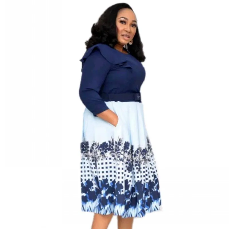 New African Dress For Women 2022 Spring Autumn Elegant Design Office Lady Dress Three Quarter Sleeve Knee-Length Dress With Belt
New African Dress For Women 2022 Spring Autumn Elegant Design Office Lady Dress Three Quarter Sleeve Knee-Length Dress With Belt
