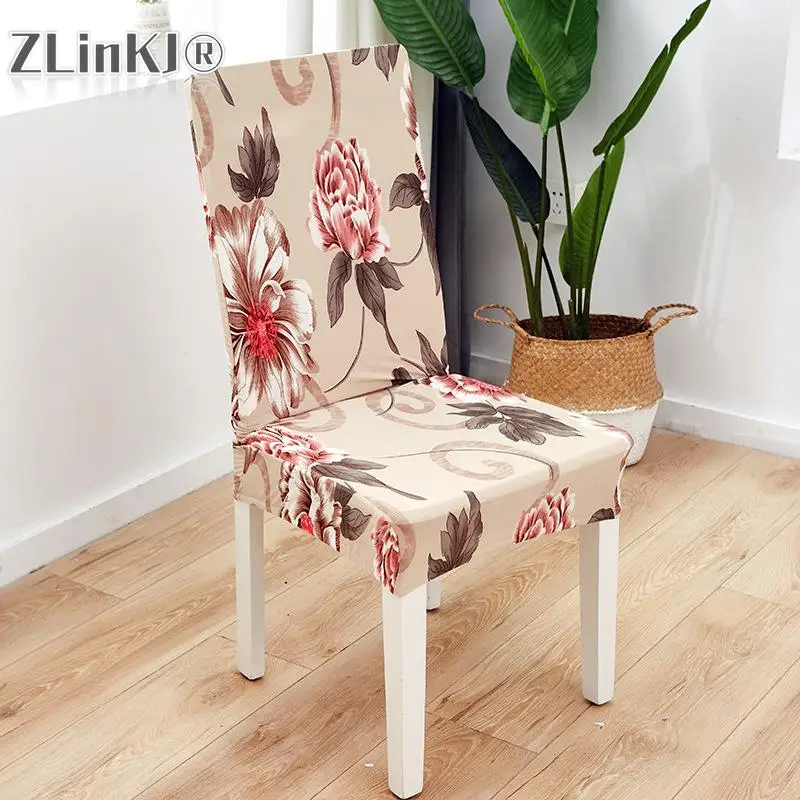 

Flowers Printed Chair Seat Covers with Ties Stretch Solid Chair Covers Protectors for Dining Room Kitchen Chairs Seat Slipcover