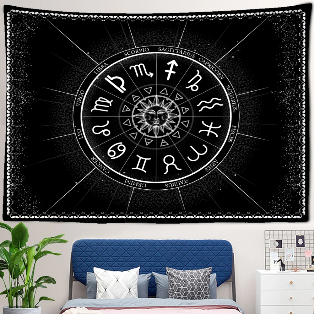 

Mandala Tapestry White Black Sun And Moon Hanging Gossip Hippie Divine Rugs Dorm Decor Blanket