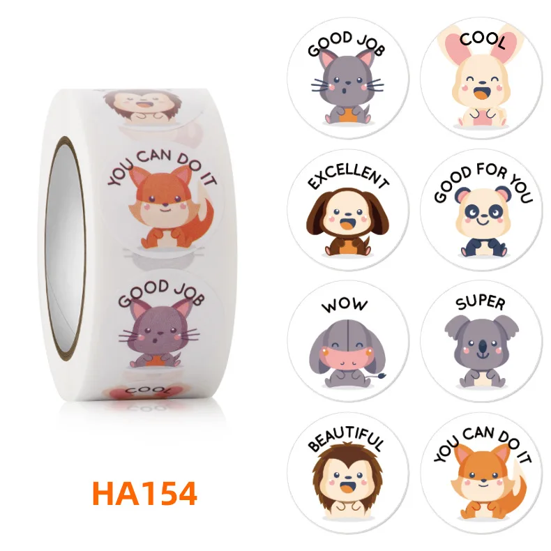 500 pcs/roll Children's inspirational cartoon cute animals reward stickers praise encourage students stationery seal stickers
500 pcs/roll Children's inspirational cartoon cute animals reward stickers praise encourage students stationery seal stickers