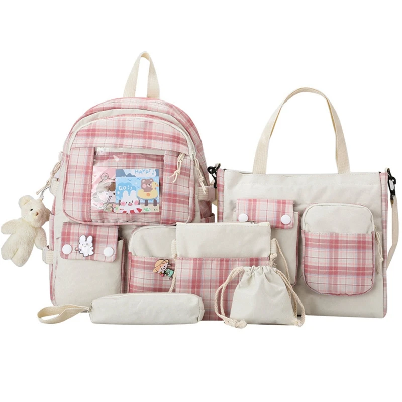 5pcs Plaid Backpack School Student Bookbags Casual Daypack Handbag Shoulder Drawstring Bag Pencil Case Set for Drop Shipping
5pcs Plaid Backpack School Student Bookbags Casual Daypack Handbag Shoulder Drawstring Bag Pencil Case Set for Drop Shipping