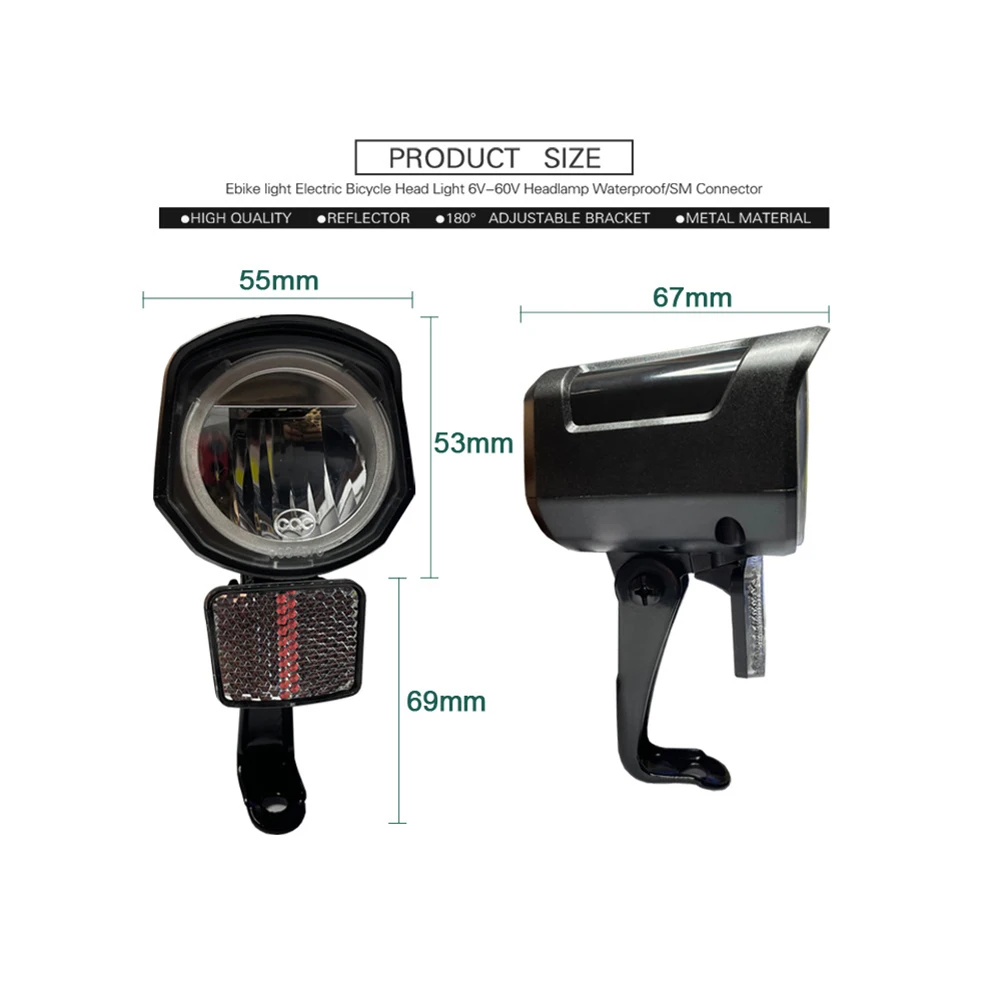 Electric Bike Headlight Ebike LED Front Light E-Bike SM/Waterproof Lamp 12V~72V Bicycle Components & Parts Electric Bicycle Comp
Electric Bike Headlight Ebike LED Front Light E-Bike SM/Waterproof Lamp 12V~72V Bicycle Components & Parts Electric Bicycle Comp