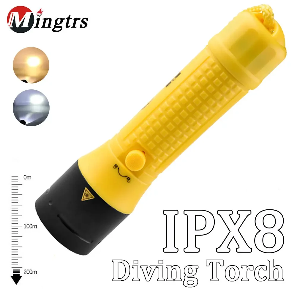 

XM-L2 LED Scuba Diving Flashlight IPX8 Waterproof Underwater 100m Dive Lamp Built-in 6000mAh Battery Rechargeable Dive Light