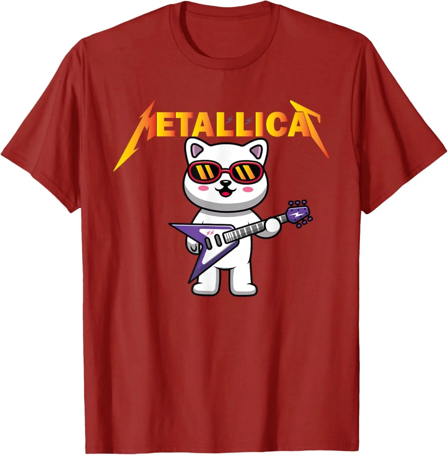 Футболка Metallicat с забавным рисунком кота рок кошки играющей на гитаре аниме