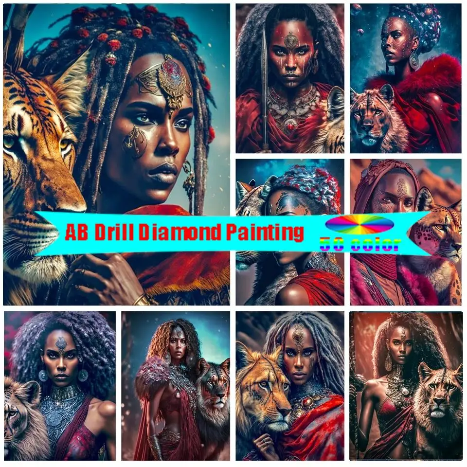New AB Diamond Painting Full Mosaic Africa Woman and Tiger Diamond Embroidery Portrait Gift Handcraft Animal Cross Stitch
New AB Diamond Painting Full Mosaic Africa Woman and Tiger Diamond Embroidery Portrait Gift Handcraft Animal Cross Stitch