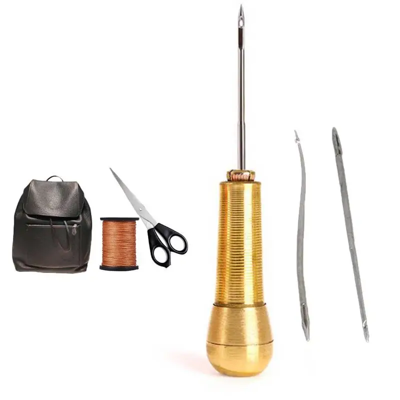 Leather Sewing Kit DIY Leather Sewing Awl Needle With Copper Handle Set Leather Canvas Tent Shoes Repairing Tool W/Nylon Thread
Leather Sewing Kit DIY Leather Sewing Awl Needle With Copper Handle Set Leather Canvas Tent Shoes Repairing Tool W/Nylon Thread
