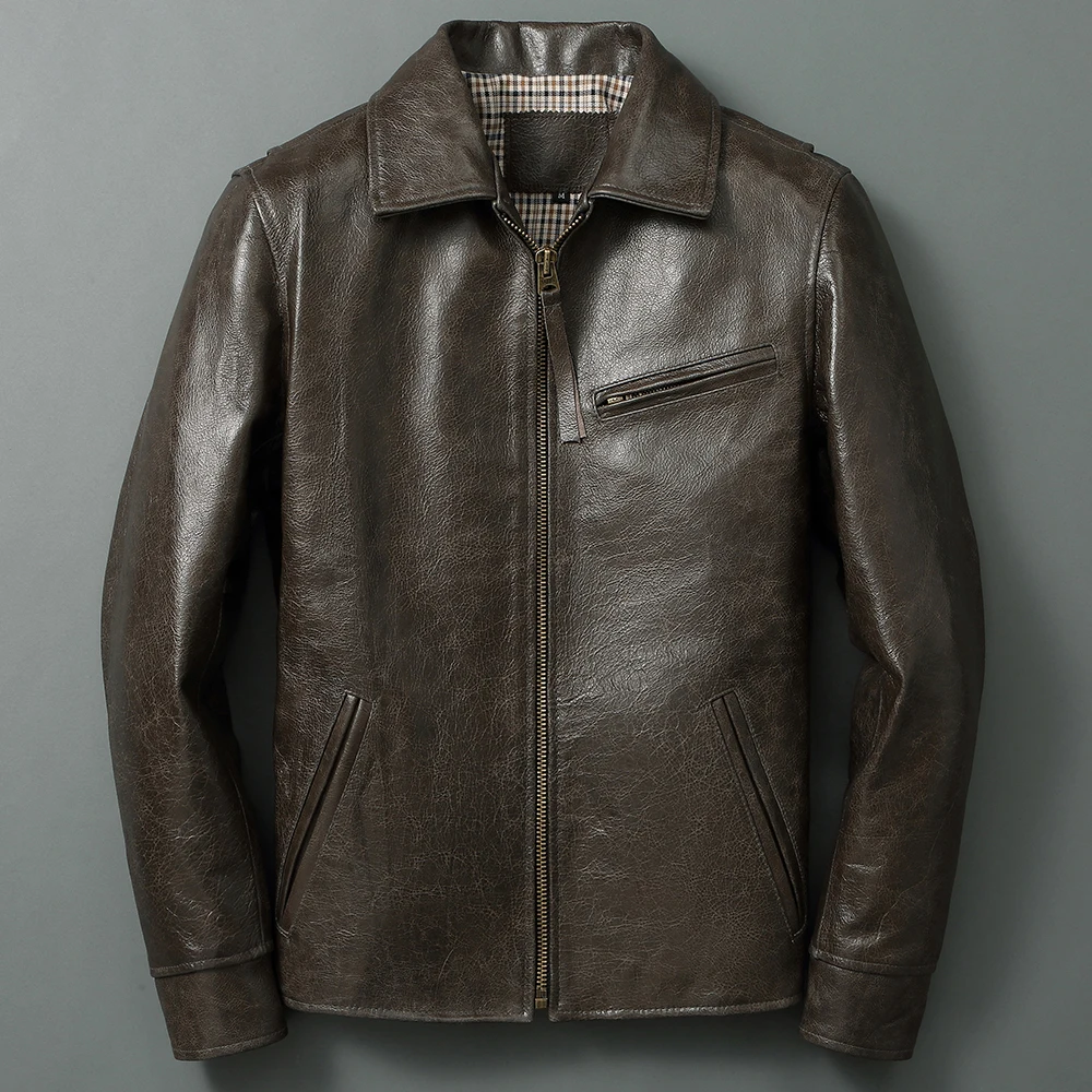 

Men's Slim Fit Corium Jacket 100%Pure Natural Calfskin Classic Fashion Coat Lapel Spring and Autumn Essential