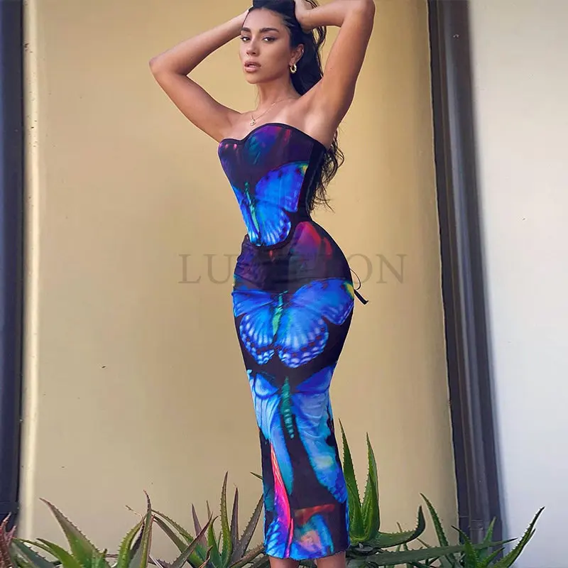 Butterfly Print 2 Piece Set Women Bandage Fishbone Corset Top+Mesh Skirt Matching Stretch Skinny Vacation Sexy Suit
Butterfly Print 2 Piece Set Women Bandage Fishbone Corset Top+Mesh Skirt Matching Stretch Skinny Vacation Sexy Suit