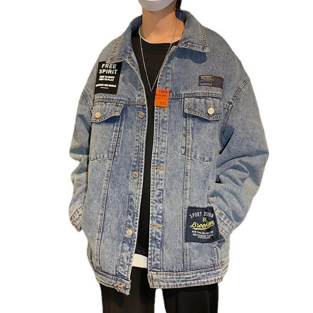 Pockets Outerwear Single Breasted Turn-down Collar Denim Jacket for Daily Wear
Pockets Outerwear Single Breasted Turn-down Collar Denim Jacket for Daily Wear