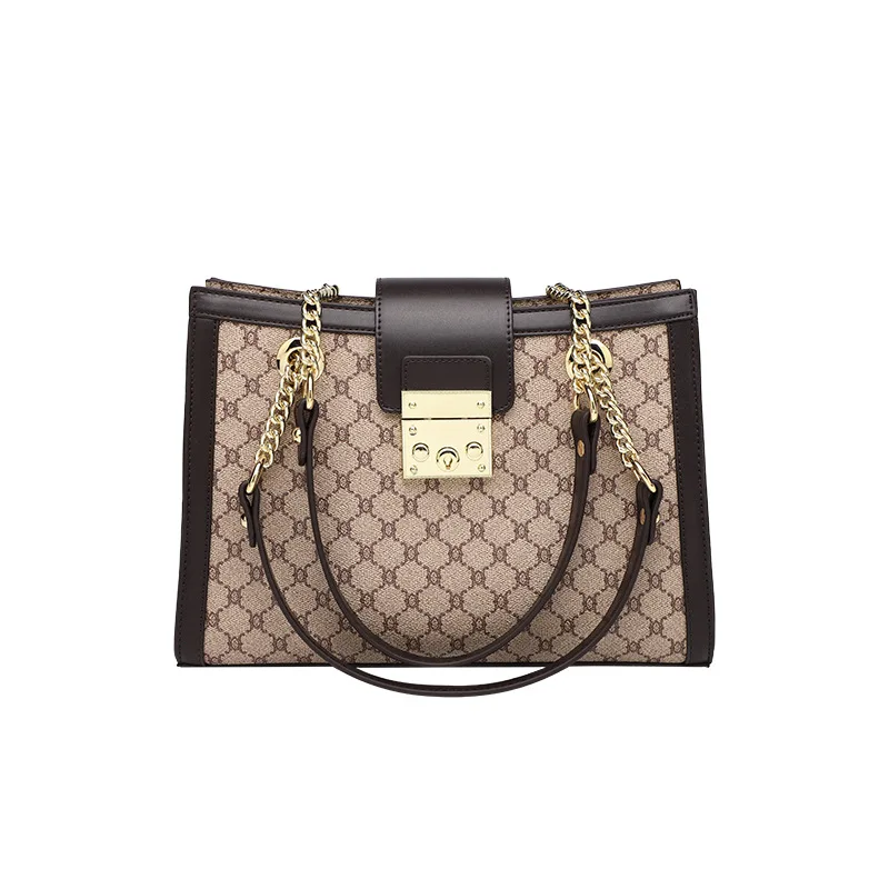 

Женская сумка для женщин, трендовая брендовая дизайнерская роскошная сумка через плечо с принтом и цепочкой, женская кожаная вместительная сумка через плечо, 2023
