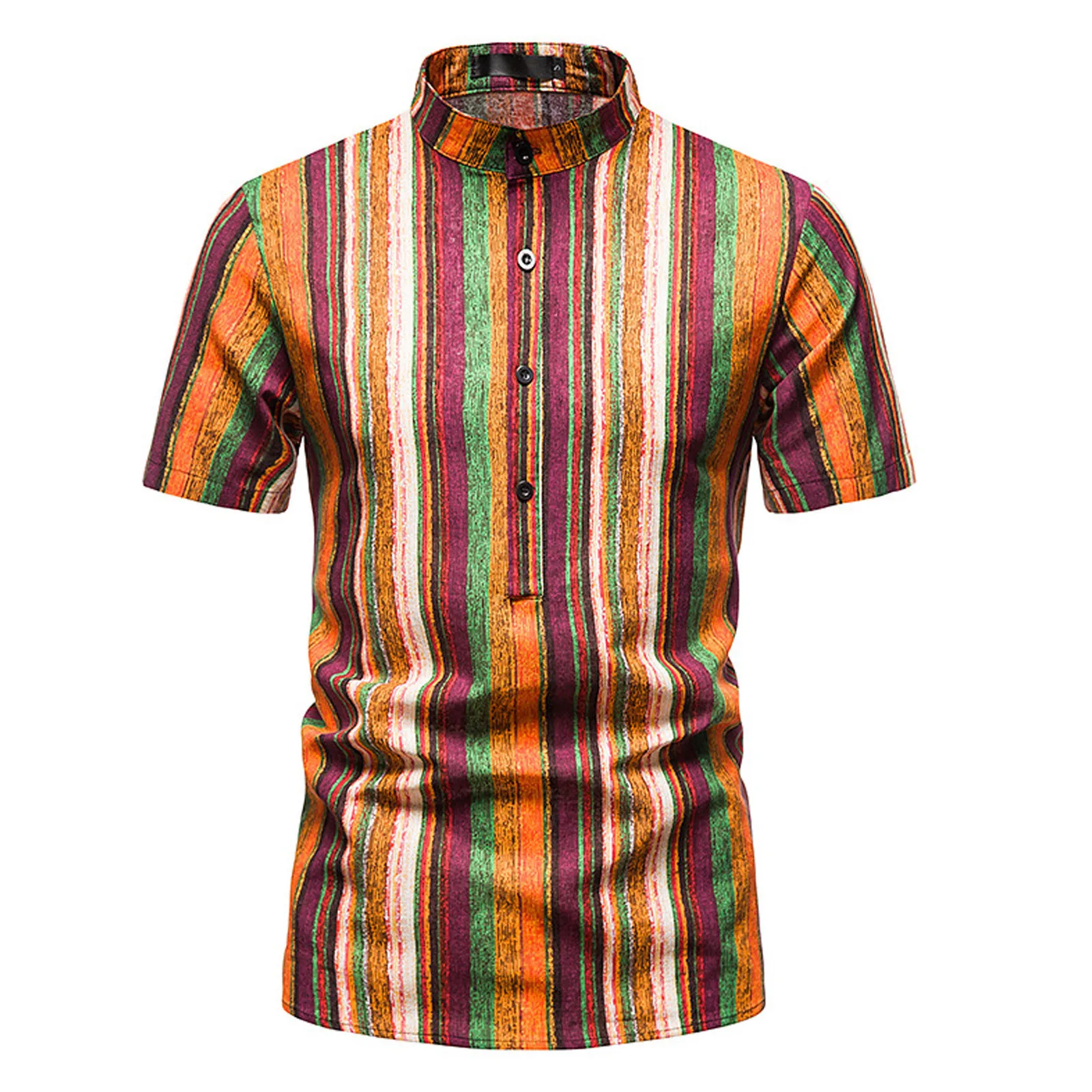 Men's Shirt Stand Collar Casual Shirt Beach Wear Style Short Sleeved Floral striped Shirt camisa masculina
Men's Shirt Stand Collar Casual Shirt Beach Wear Style Short Sleeved Floral striped Shirt camisa masculina