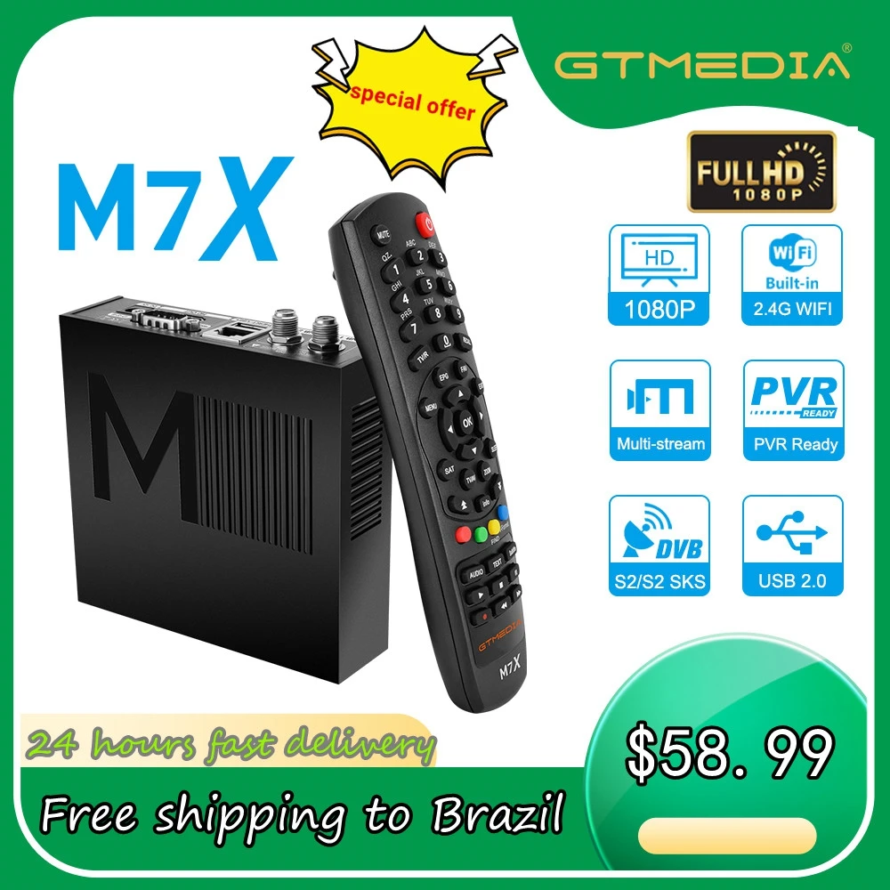 GTMEDIA M7X DVB-S2 Twin тюнер lKS & SKS спутниковый ТВ-приемник 1080P Full HD декодер CCam Recetpor Set Top Box SKS бесплатно для жизни
GTMEDIA M7X DVB-S2 Twin тюнер lKS & SKS спутниковый ТВ-приемник 1080P Full HD декодер CCam Recetpor Set Top Box SKS бесплатно для жизни