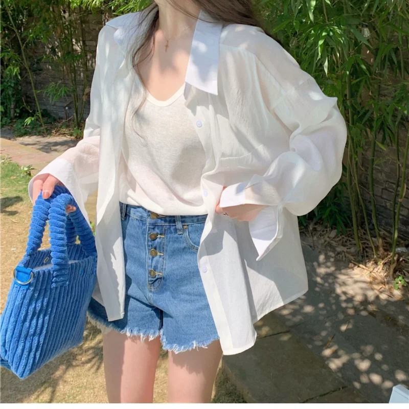 Deeptown Women Chiffon Blouses Sexy Elegant Mesh Beach Shirts White Oversized Cardigan Korean Fashion Female Casual Summer Tops
Deeptown Women Chiffon Blouses Sexy Elegant Mesh Beach Shirts White Oversized Cardigan Korean Fashion Female Casual Summer Tops