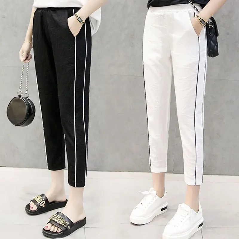 Новинка 2023, летние тонкие спортивные брюки, женские укороченные универсальные летние повседневные брюки с эластичным поясом
Новинка 2023, летние тонкие спортивные брюки, женские укороченные универсальные летние повседневные брюки с эластичным поясом