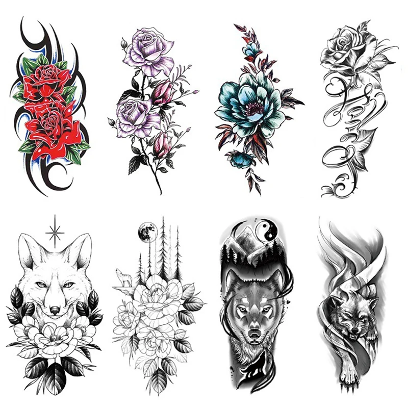 

Sdotter Temporary Tattoos For Women Adults Thigh Flower Fake Tattoo Girls Arm Sleeve Realistic Floral Tattoo Sticker Finger Neck