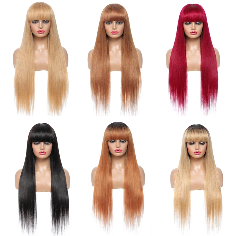 Human Hair Wig With Bangs Brazilian Straight Red Hair Bangs Wig For Black Women Non-Remy Full Machine Wigs IJOY
Human Hair Wig With Bangs Brazilian Straight Red Hair Bangs Wig For Black Women Non-Remy Full Machine Wigs IJOY