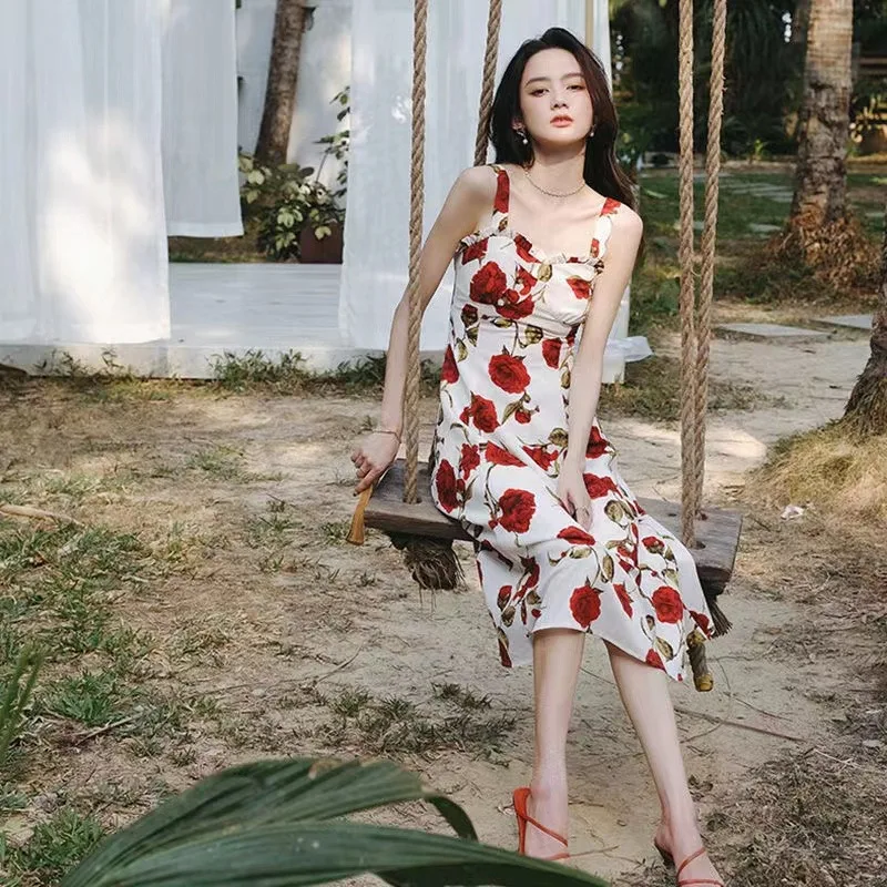 Summer Floral Dress Women French Elegant Sweet Sexy Sleeveless Spaghetti Strap Dresses Vestidos
Summer Floral Dress Women French Elegant Sweet Sexy Sleeveless Spaghetti Strap Dresses Vestidos