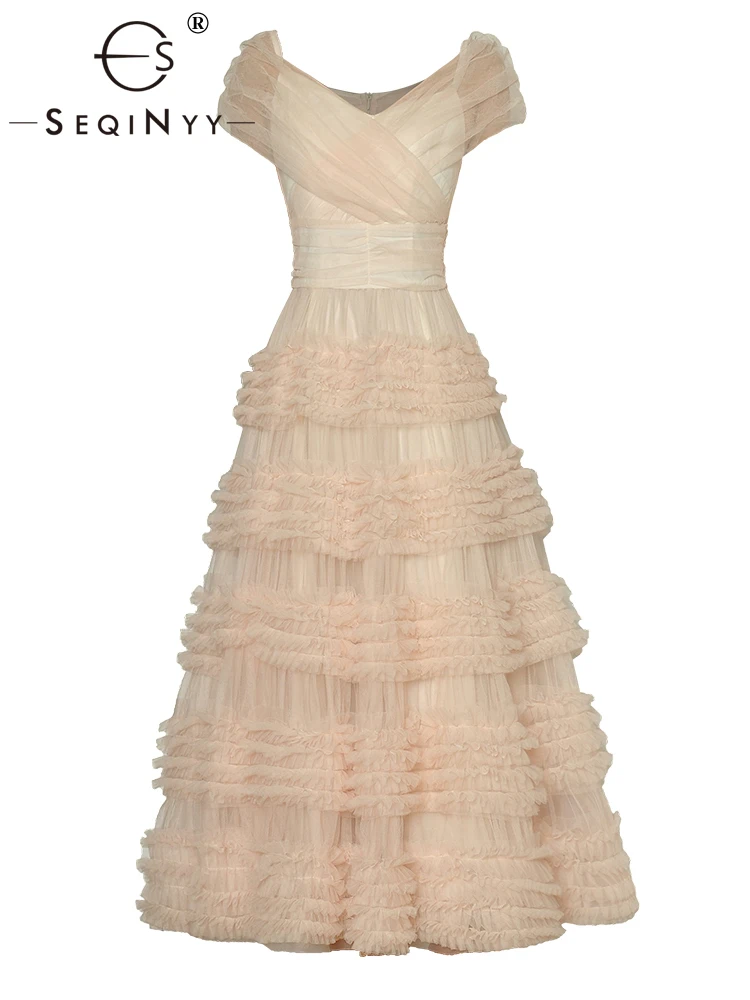 Женское винтажное платье с оборками SEQINYY, розовое или оранжевое элегантное платье в стиле High Street, весна-лето, новый модный дизайн
Женское винтажное платье с оборками SEQINYY, розовое или оранжевое элегантное платье в стиле High Street, весна-лето, новый модный дизайн