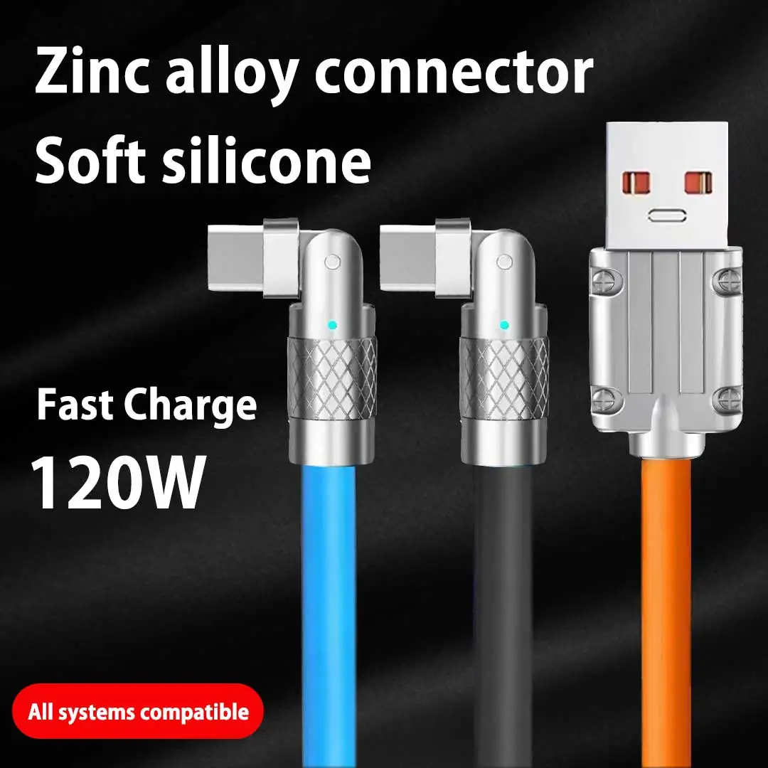 120W 6A Rotatable Super Fast Charging Cable Liquid Silicone Type C Cable For Xiaomi Huawei Samsung USB Bold Data Line
120W 6A Rotatable Super Fast Charging Cable Liquid Silicone Type C Cable For Xiaomi Huawei Samsung USB Bold Data Line