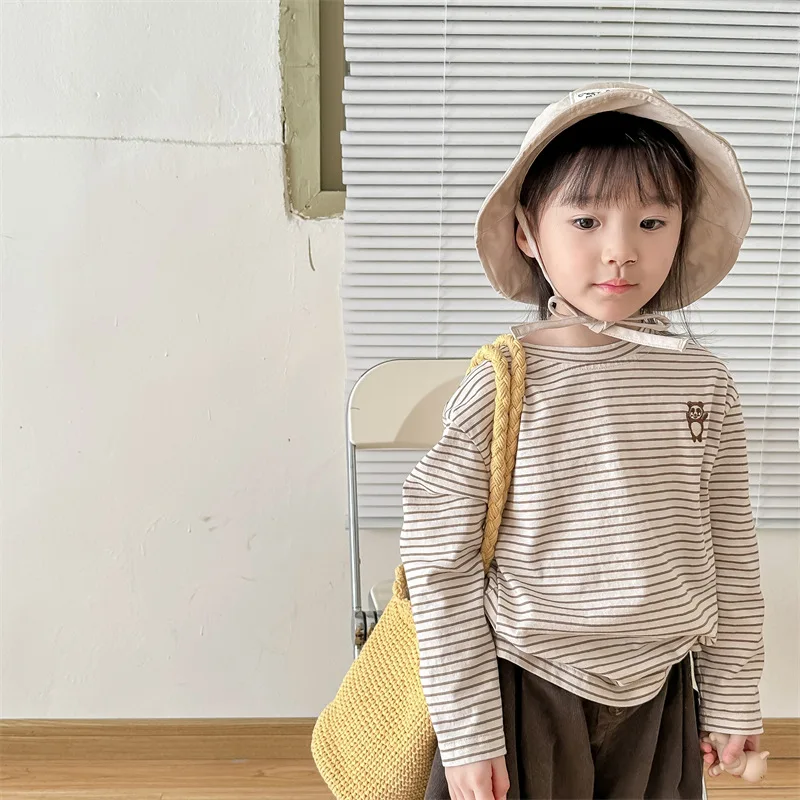 Children's Long New Shirt Shirt 2023 Striped T-shirt Spring Tops Boy's Korean Bottoming Girl's Shirt Sleeve Casual 
Children's Long New Shirt Shirt 2023 Striped T-shirt Spring Tops Boy's Korean Bottoming Girl's Shirt Sleeve Casual